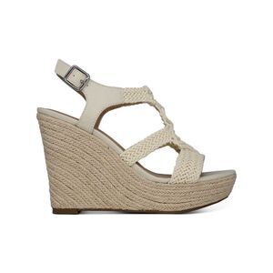 SUN STONE Womens Ivory 1" Platform Esme Round Toe Wedge Slingback Sandal 9.5 M